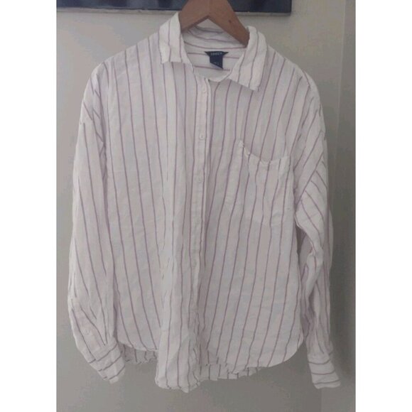 Lindex Linen Blend Button Down Top - Picture 1 of 9